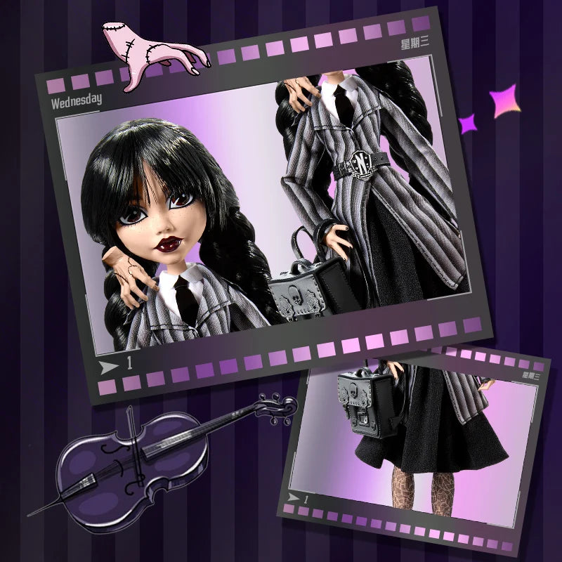 Barbie 100% Original Extra Joint Moveable Dolls Wednesday Addams for Girls Articulated Dolls for Girls Birthday Christmas Gifts SS69