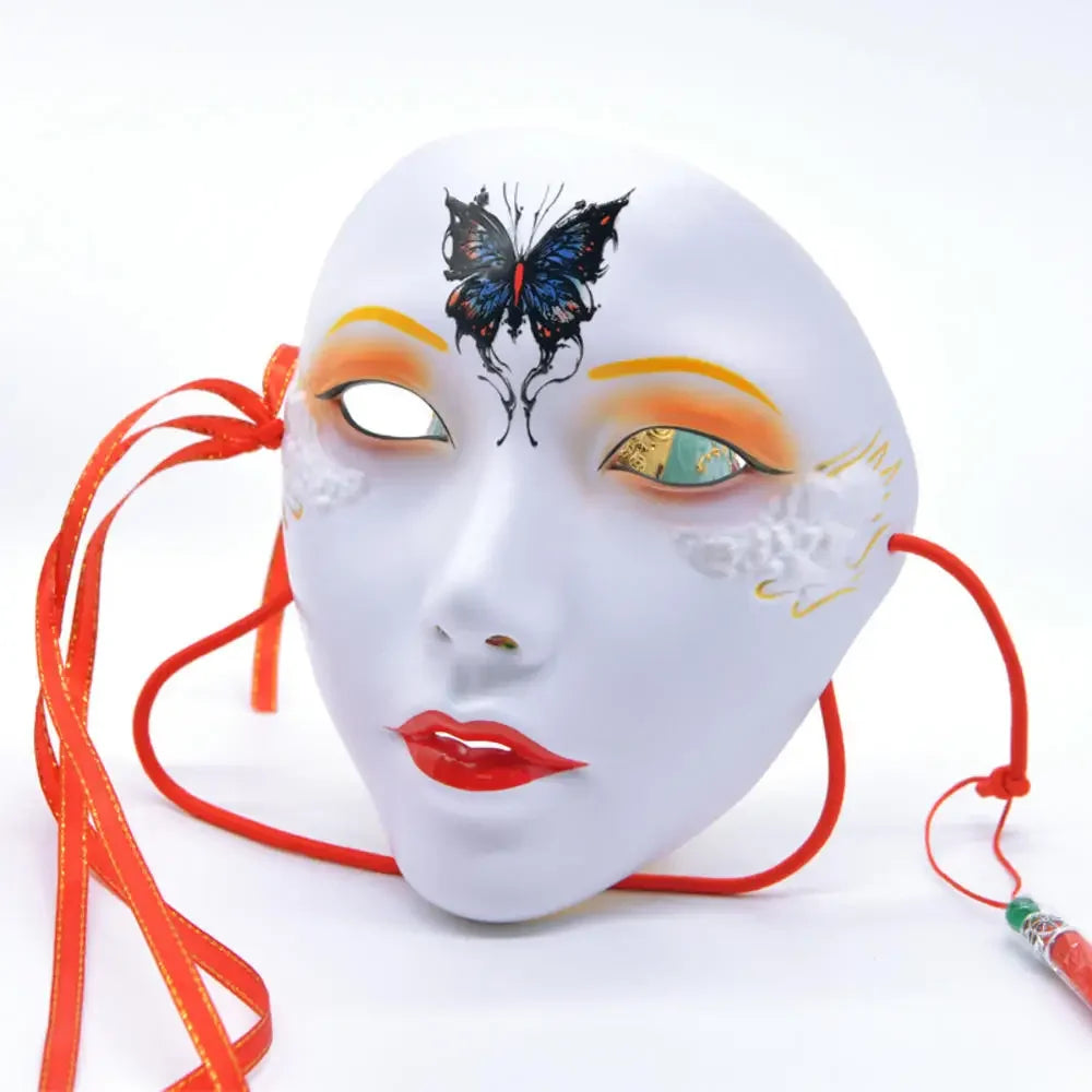 SS69 Ancient Style Full Face Mask, White Retro Hanfu Costume Prop for Adults