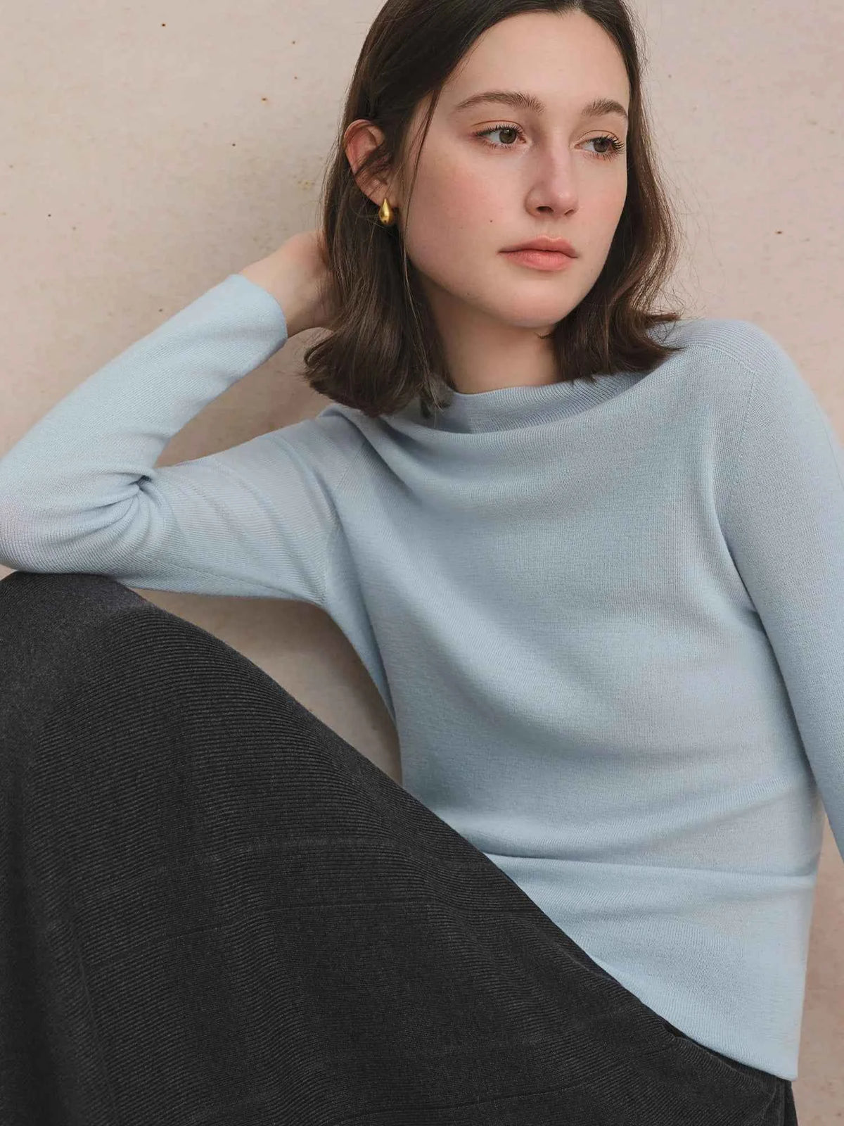 DUSHU Seamless Half-high Collar Pure Wool Pullovers Women Plus Size Autumn Winter Bottoming Sweater Solid Soft Breathable Tops