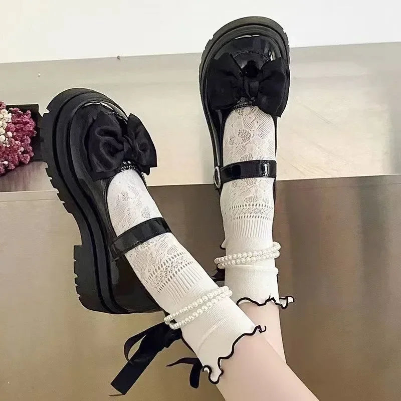 Women's Casual Shoes New Kawaii Pearl Chain Mary Jane Women's Shoes Fashion Versatile Lolita Loafers Outdoor Sandals 여성화 로레타 - SS69