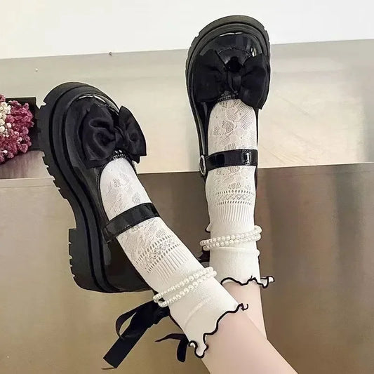 Women's Casual Shoes New Kawaii Pearl Chain Mary Jane Women's Shoes Fashion Versatile Lolita Loafers Outdoor Sandals 여성화 로레타 - SS69