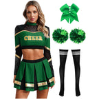Women's Cheerleading Performance Costume Set with Crop Top and Skirt