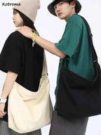 Simple Shoulder Bags Men Solid Cleanfit Unisex Bolsos Vintage Thicken Autumn Japanese Harajuku Canvas Large Capacity Handbags
