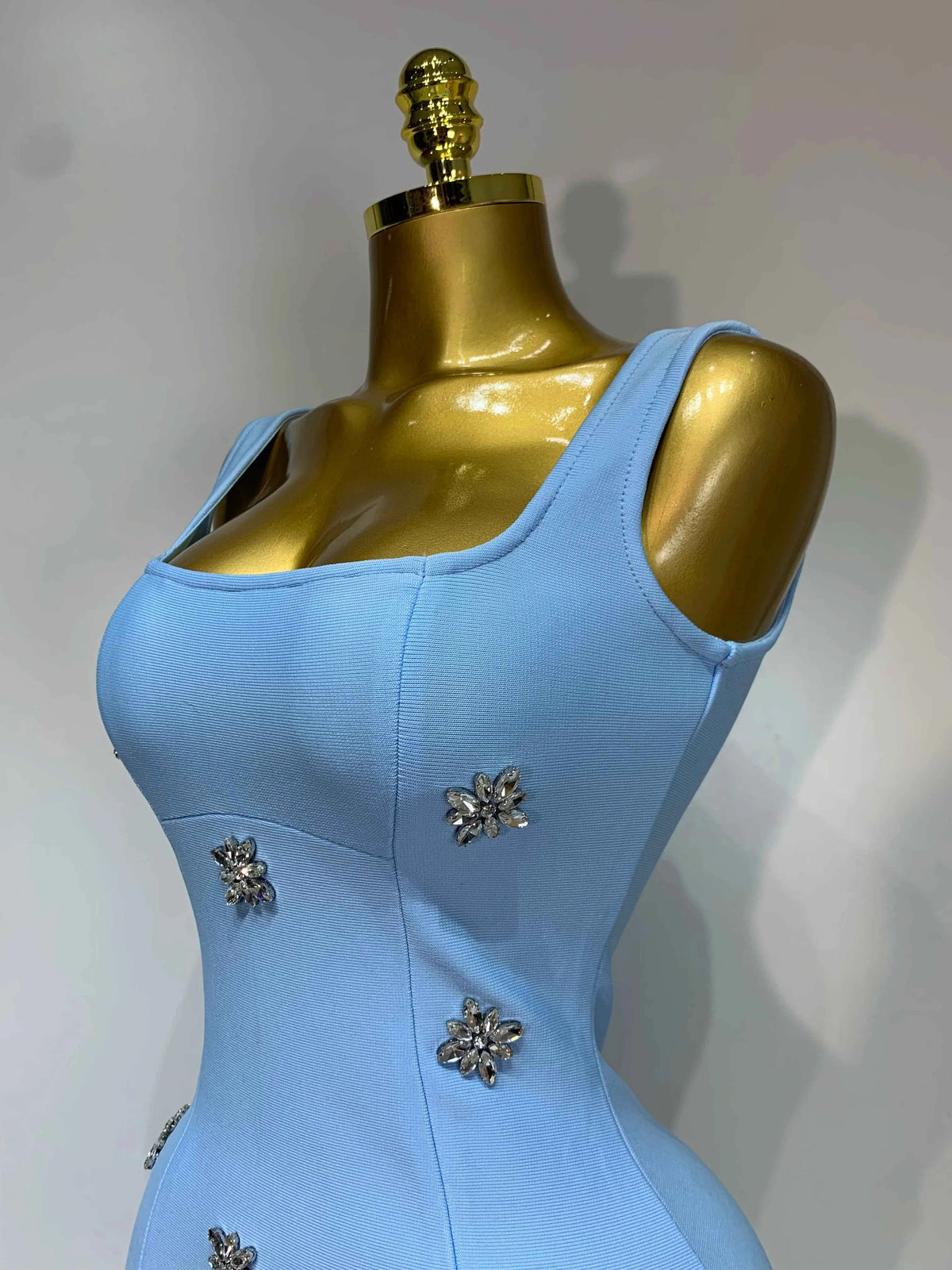 Women Sexy Square Collar Sparkly Rhinestone Bodycon Mini Bandage Dress Celebrate Evening Party Elegant Luxury Birthday Dress