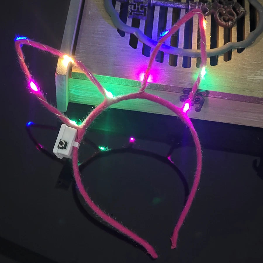 LED Glow Cat & Bunny Ear Headbands - 10/20/30 Pcs