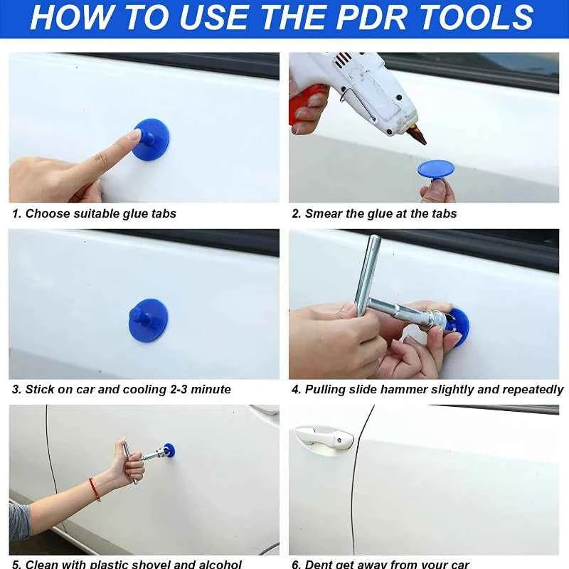 Dent Repair Puller Kit, Universal T Bar Repair Paintless Dent Repair Puller, Dent Removal Kit
