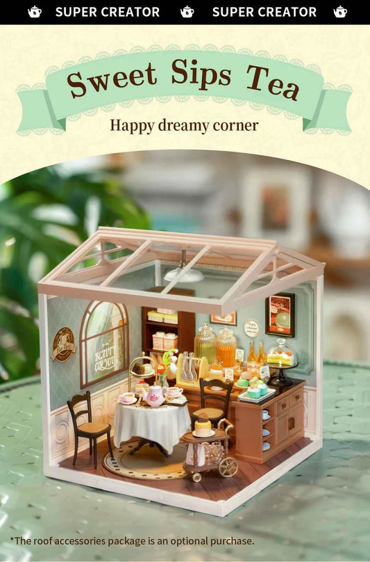 Robotime Rolife Super Creator Series Plastic Dollhouse Building Blocks for Kids Yum Burgers Leisurely Cheers Bar Sweet Sips Tea
