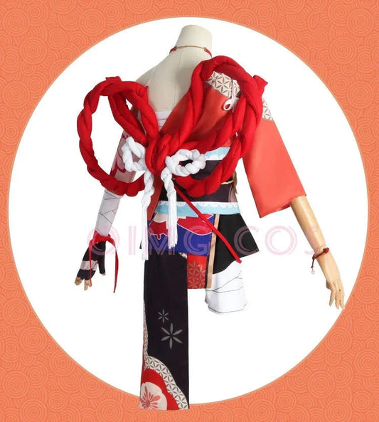 Genshin Impact Yoimiya Cosplay Costume Adult Carnival Uniform Wig Anime Halloween Party Costumes Masquerade Women Game SS69