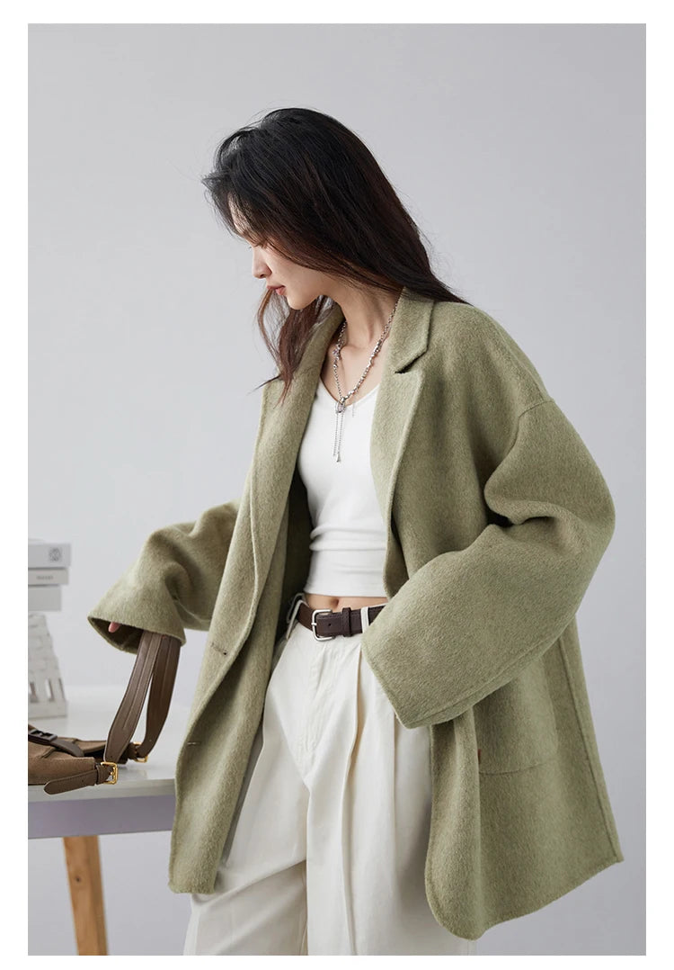 CHIC VEN Women's Wool Blend Double-Breasted Coat