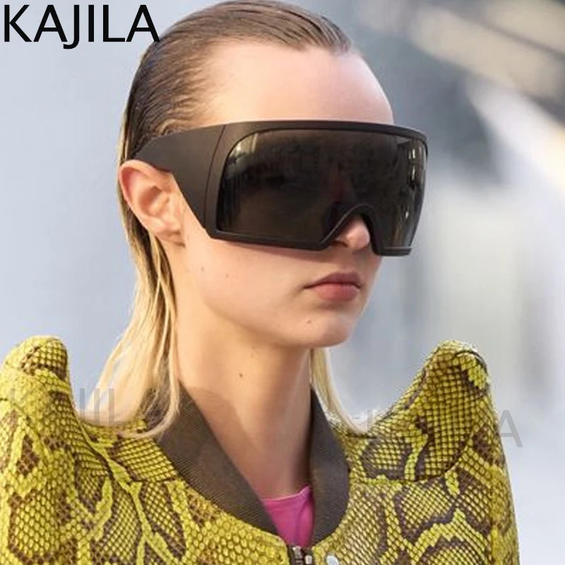 Oversized Punk Shield Sunglasses Women Men Big Frame 2024 Luxury Brand Steampunk Mask Sun Glasses For Ladies Sports Goggle UV400 SS69