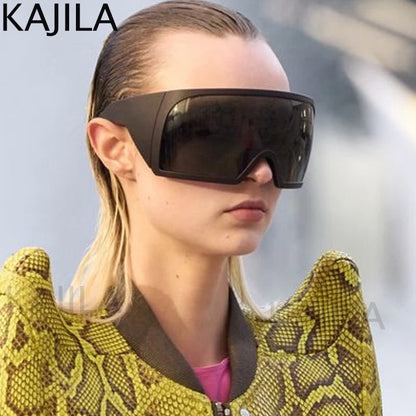 Oversized Punk Shield Sunglasses Women Men Big Frame 2024 Luxury Brand Steampunk Mask Sun Glasses For Ladies Sports Goggle UV400 SS69
