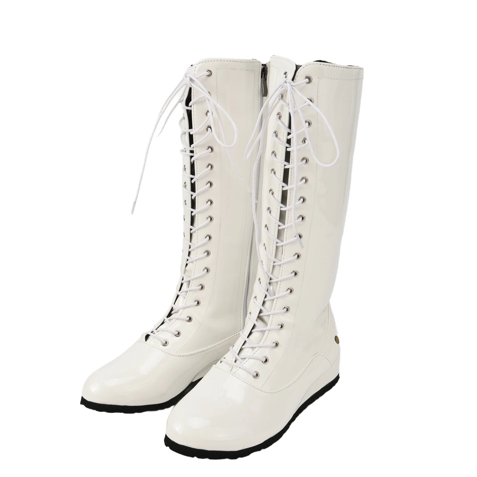 Wrestling Cosplay Boots For Men Multi Colored Shiny Leather Boxing Boots Lace Up Boots Motorcycle Boots Halloween Cosplay Props