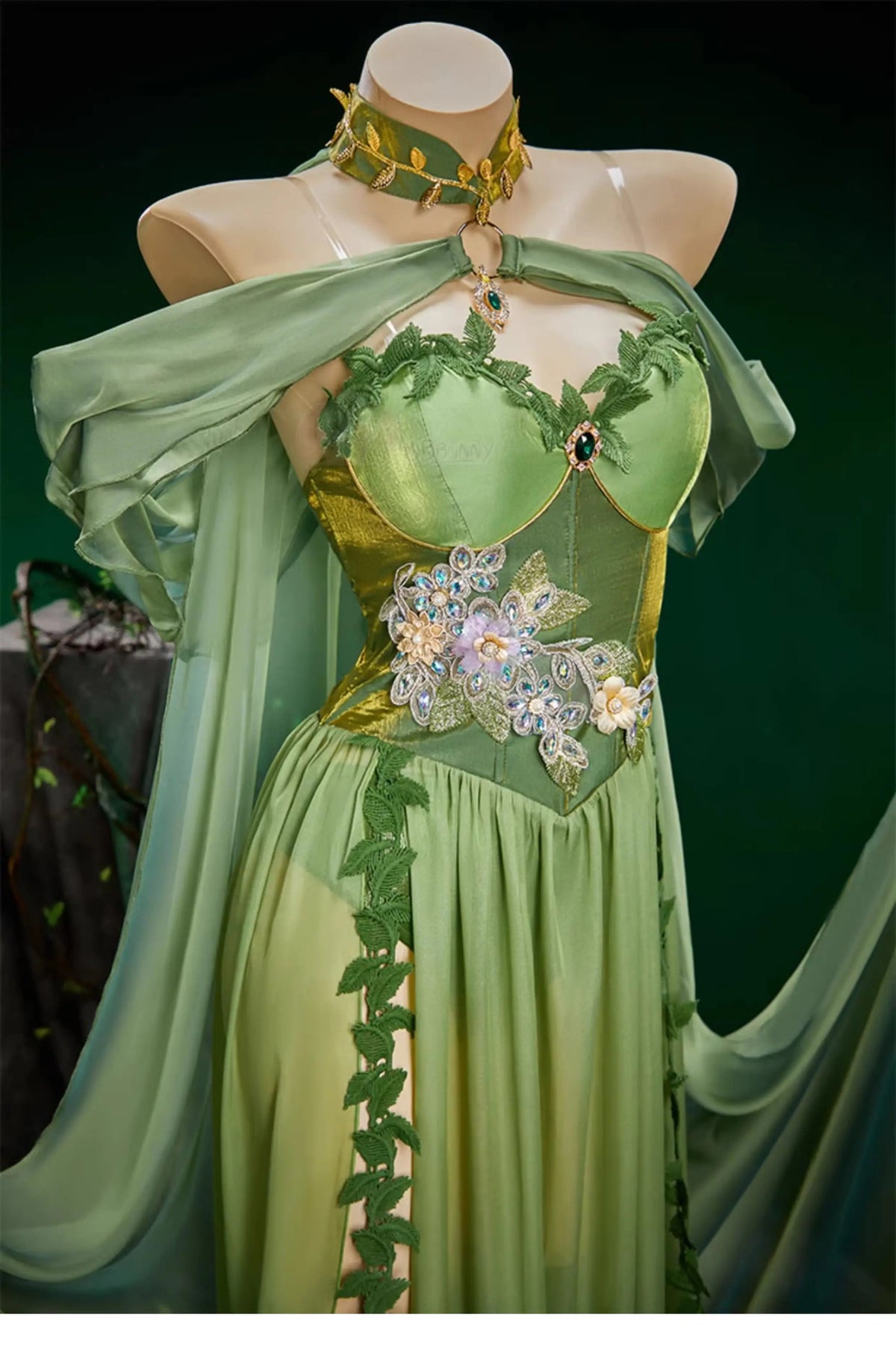 Pamela Lillian Isley Cosplay Ivy Cosplay Costume Doujin Elven Outfit Long Dress Medieval Vintage For Hallowmas Party
