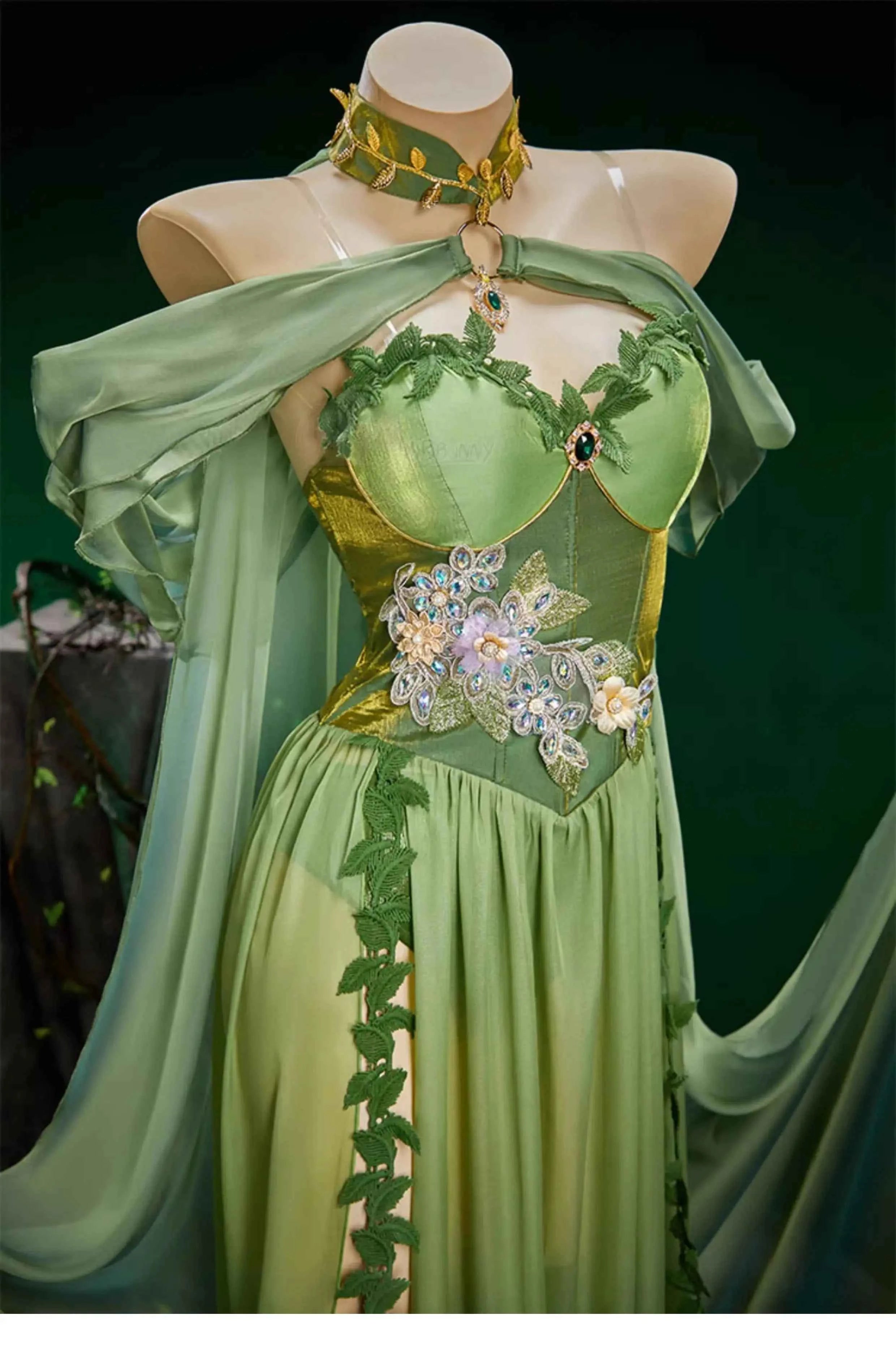 Pamela Lillian Isley Cosplay Ivy Cosplay Costume Doujin Elven Outfit Long Dress Medieval Vintage For Hallowmas Party