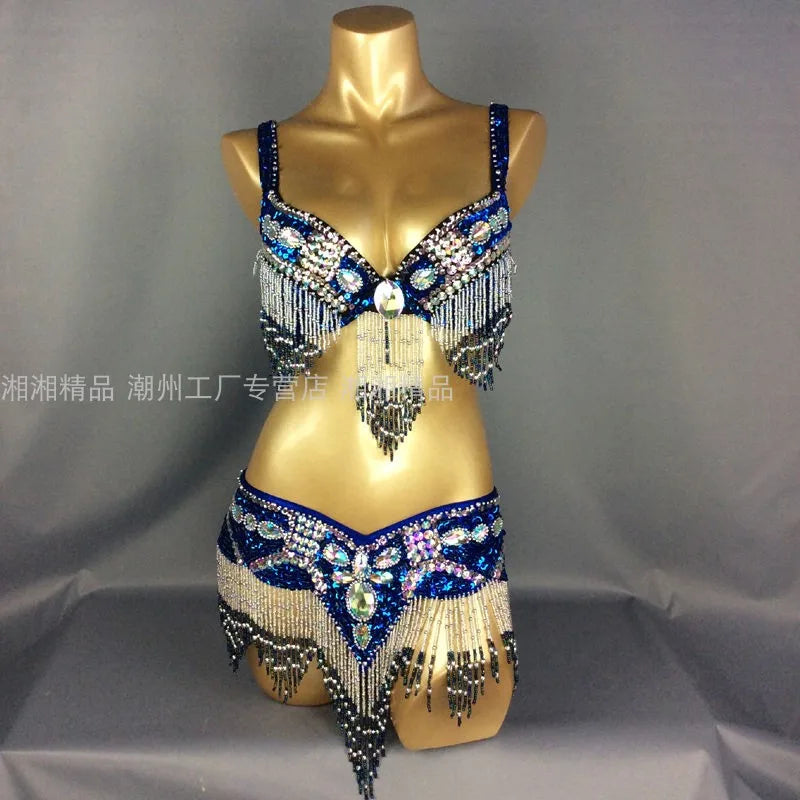 Sexy Girl Belly Dance Costume Wear Bar+Belt 2pc Set 10 Colors Ladies Bellydancing Costumes Bellydance Clothes