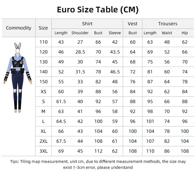 Zootopia Judy Hopps Police Uniform | Kids Adults Cute Cosplay Costume, Halloween Carnival Themed Party Outfit