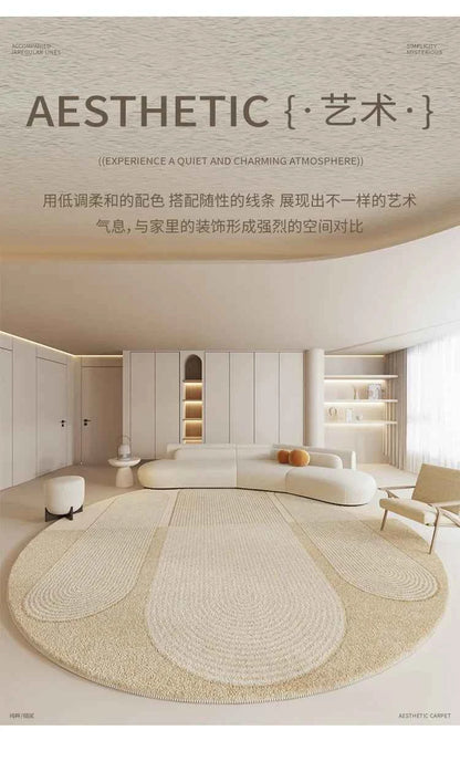 Modern Rugs for Bedroom Fluffy Soft Lounge Rug Thick Cloakroom Round Floor Mat Cream Living Room Decoration Anti-slip Carpet