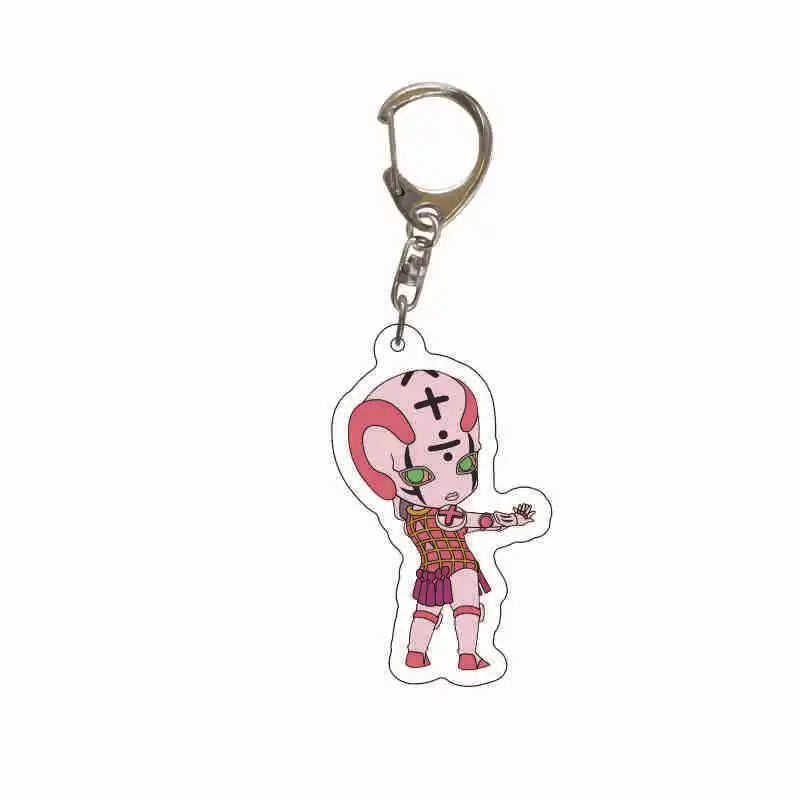 Anime Jojos Bizarre Adventure Keychains Cartoon Figure Acrylic Key Ring Kujo Jotaro Ghirga Narancia Bruno Key Chain Fans Gifts