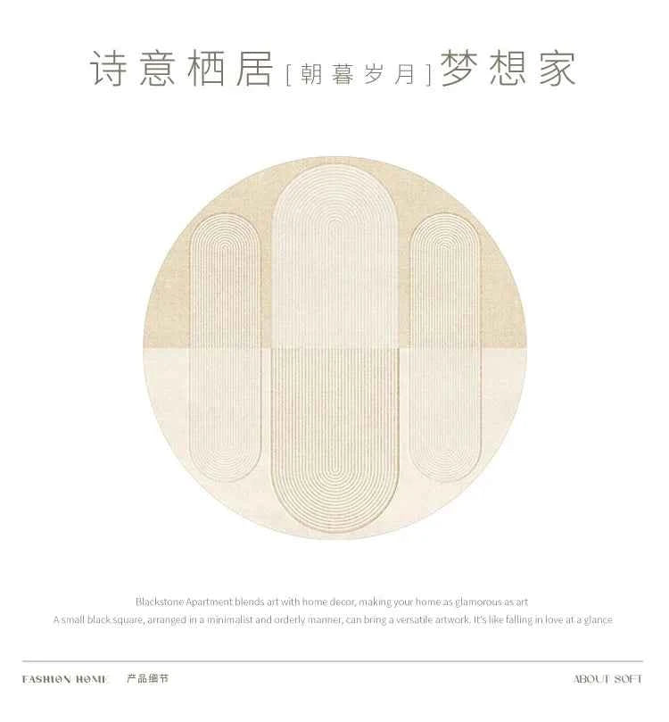 Modern Rugs for Bedroom Fluffy Soft Lounge Rug Thick Cloakroom Round Floor Mat Cream Living Room Decoration Anti-slip Carpet