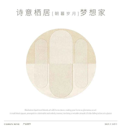 Modern Rugs for Bedroom Fluffy Soft Lounge Rug Thick Cloakroom Round Floor Mat Cream Living Room Decoration Anti-slip Carpet