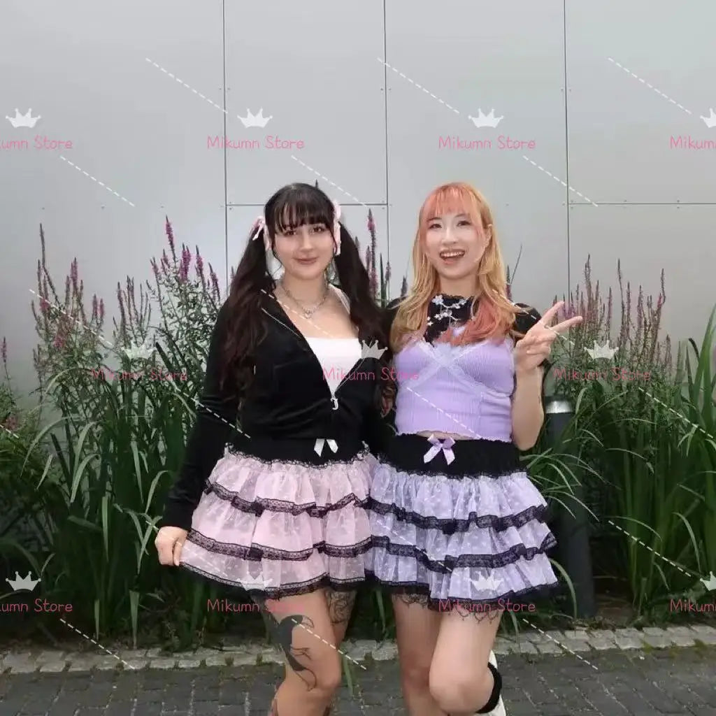 Mikumn Harajuku Sweet Lace Shorts Skirts Y2k Japanese Lolita Kawaii JK Ruffles Bloomers Women Elastic Waist Safety Short Pants SS69