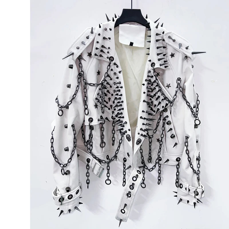 vintage Leather  y2k  Jacket Skull Jacket Punk Jacket  gothic Leather gothic clothes y2k fashion y2k clothes  harajuku Jacket SS69