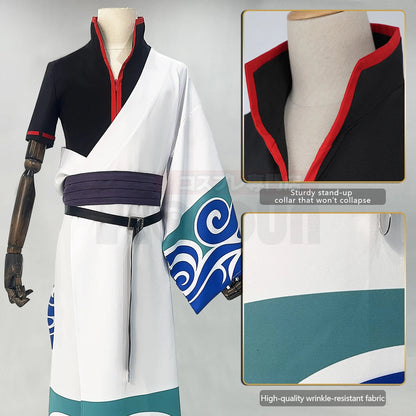 HOLOUN Gintama Anime Sakata Gintoki Cosplay Costume Wig Kimono Top Pants Cos Convention Halloween Christmas Gift SS69
