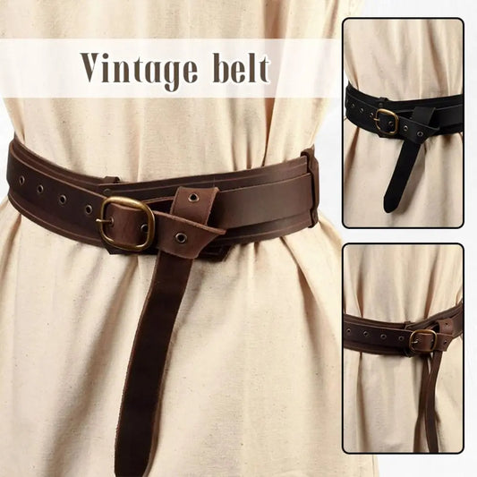 SS69 Medieval Viking Waist Belt, Faux Leather Wide Knight Costume Accessory