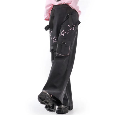 Black Pink Y2K Clothing Set Hot Girls Strapless Strap Short Sleeve T-shirt Slimming Jeans Long Pants Female 4 Piece Set Outfits SS69