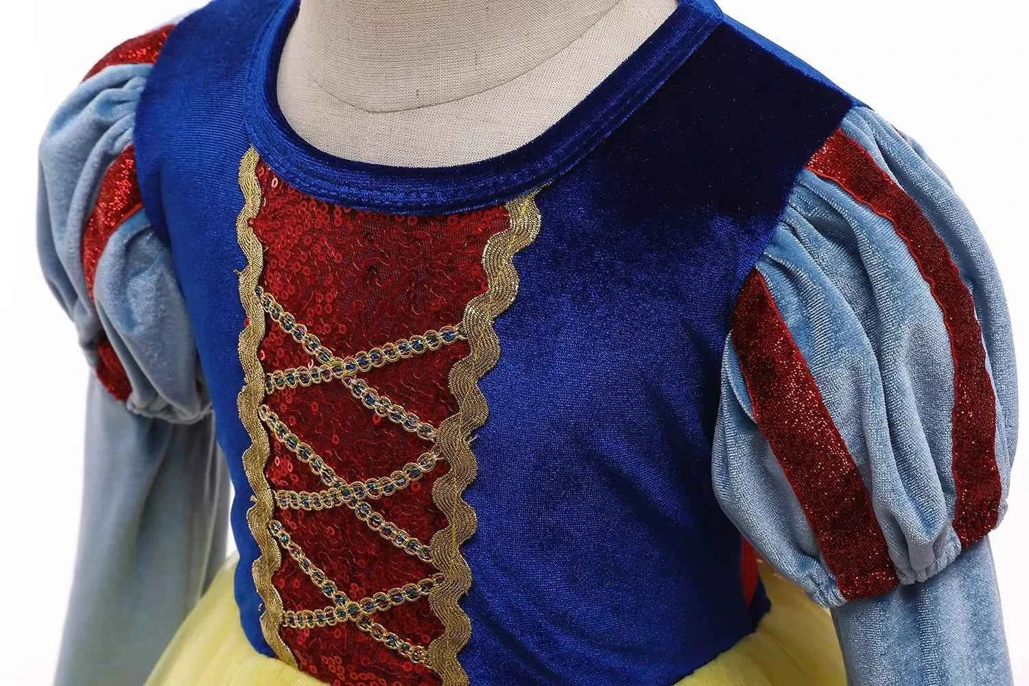 Disney Halloween New Movie Snow White Princess Dress Girl Cosplay Yellow Snow White Party Yellow Stripe Dress Accessories Suit