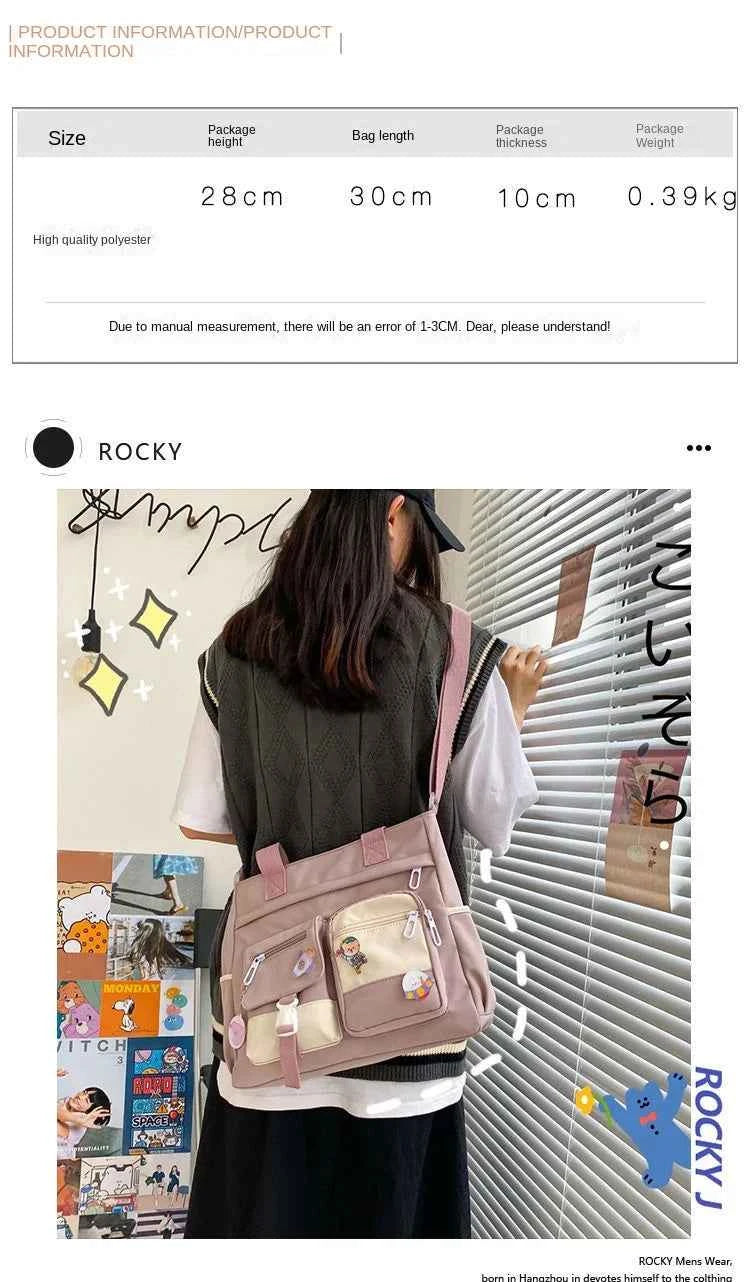 Nylon Waterproof Canvas Women Handbags Shoulder Bag Japanese Ladies Messenger Bag Student School Crossbody Bags for Girl Satchel