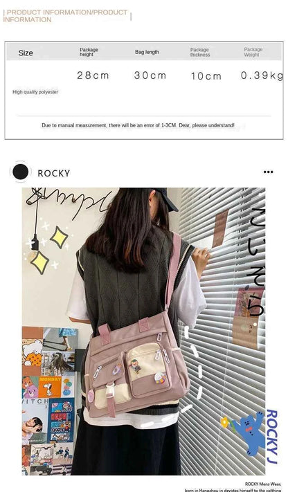 Nylon Waterproof Canvas Women Handbags Shoulder Bag Japanese Ladies Messenger Bag Student School Crossbody Bags for Girl Satchel