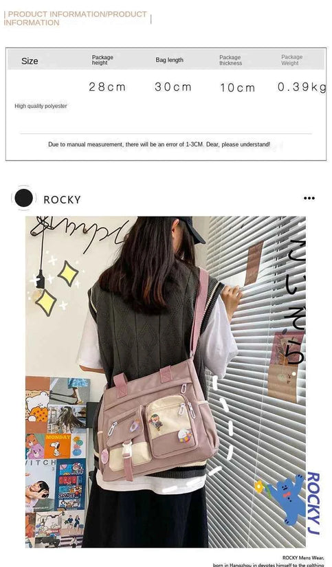 Nylon Waterproof Canvas Women Handbags Shoulder Bag Japanese Ladies Messenger Bag Student School Crossbody Bags for Girl Satchel