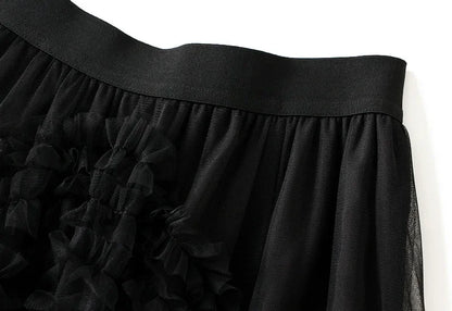 Fashionable Tiered Tulle Maxi Skirt for Women 2024 New Elegant High Street A Line High Waist Mesh Long Skirt Female Pink