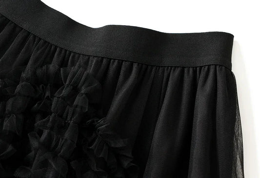 Fashionable Tiered Tulle Maxi Skirt for Women 2024 New Elegant High Street A Line High Waist Mesh Long Skirt Female Pink