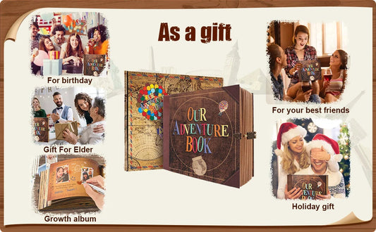 Our Adventure Book 146 Page DIY Handmade Photo Album Scrapbook Retro Kraft Album Anniversary Wedding Memory Mother's Day Gift SS69
