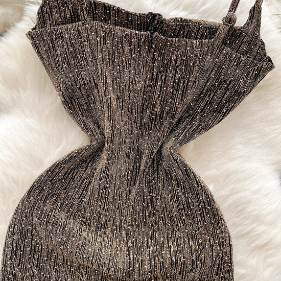 Sexy sleeveless glitter Backless Off Shoulder Fashion Birthday Party Evening Vestido Women Goth Slim Summer Hip Wrap Dress SS69