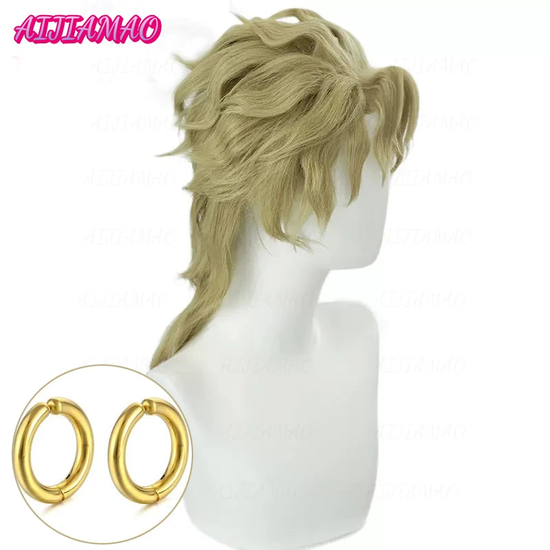 Dio Brando Cosplay Bizarre Adventure Cosplay Men Short Golden Wig Cosplay Anime Cosplay Wig Heat Resistant Synthetic Wigs