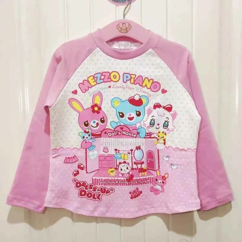 Japanese Sweet Kawaii Cartoon Polka Dot Print T-shirt Women Loose Casual Contrast Color Cute Graphic Tees Y2k Aesthetic Tops New