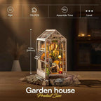 Robotime Garden Shed DIY Book Nook Kit with Furniture and LED Lamp 3D Puzzle Booknook Miniature House Model Kit for Adults