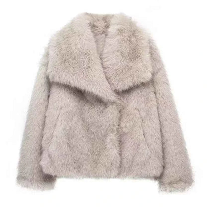 MUJER Faux Fur Coat Plush Fluffy Women's Jacket 2025 Woman Autumn Winter New in Outerwears White Red Gray Black Blends Coats