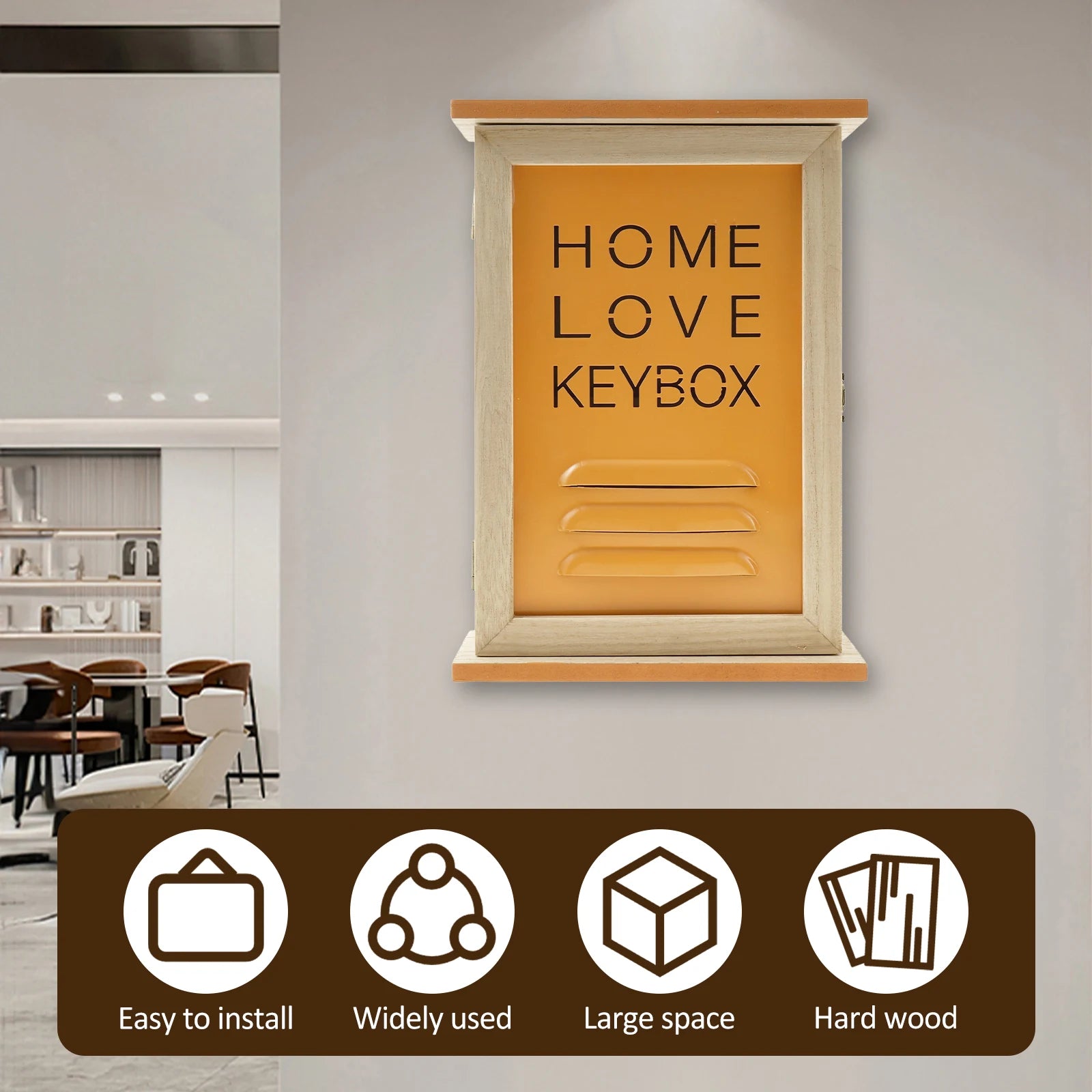 Wooden Wall Key Holder Cabinet with 6 Hooks