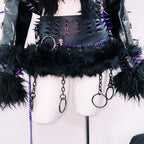 Gothic Rivet Faux Leather Jacket - Short Distressed Style
