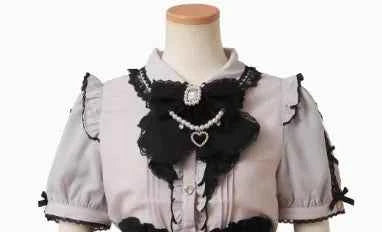 Japanese Liz New Spring Lace Edge Leather Ring High Waist Pleated Skirt Ribbon Bow Short Plaid Skirts Big Bow Lolita Blouses