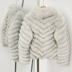 OFTBUY Women's Real Fox Fur Coat - Thick Warm Winter Jacket