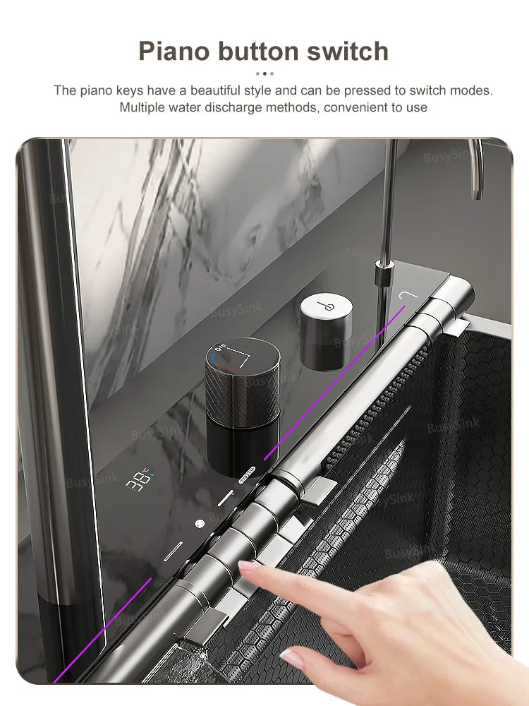 BOSX Stainless Steel Kitchen Sink with Waterfall Faucet