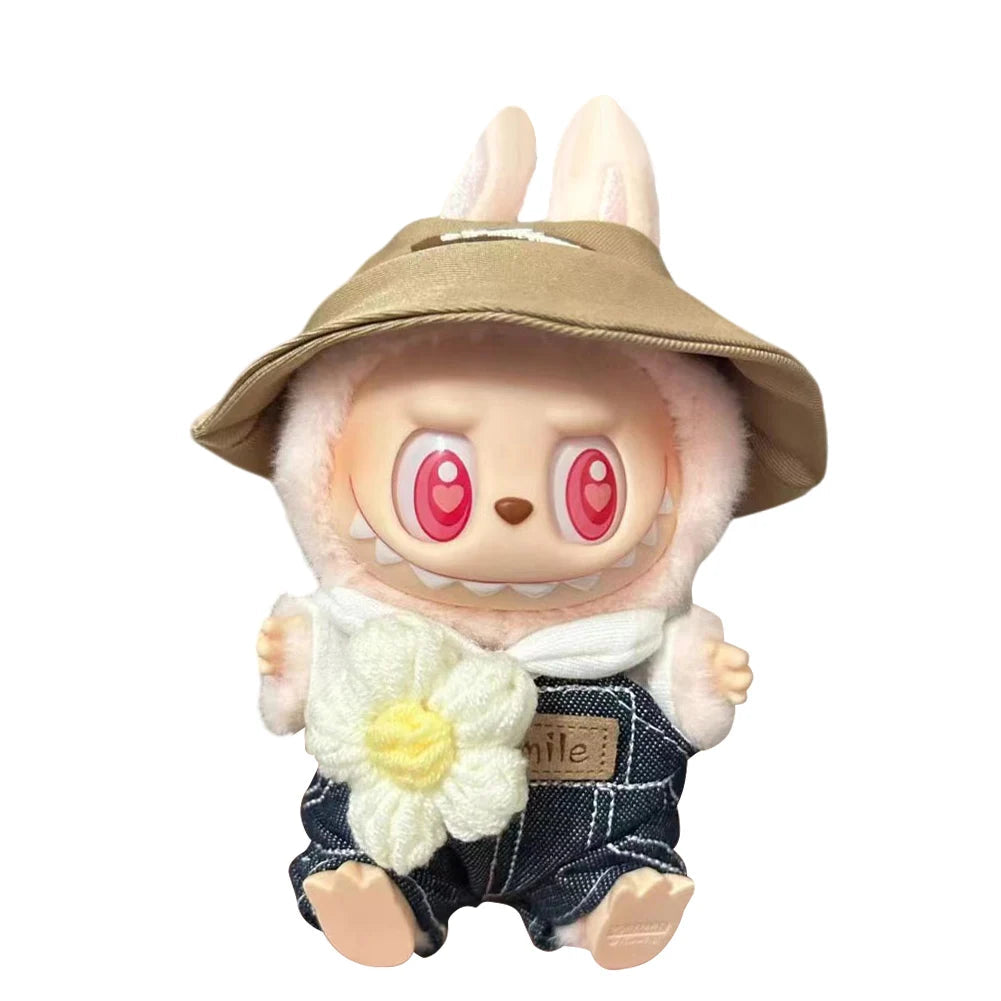 17cm Mini Plush Doll's Clothes Outfit Accessories for Korea Kpop Labubu Dolls Sit Party Overalls Clothing Gift （Only clothes） SS69 18.69 D / United States