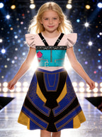 MUABABY Girls Sequin Patchwork Party Dress (4-6Y)