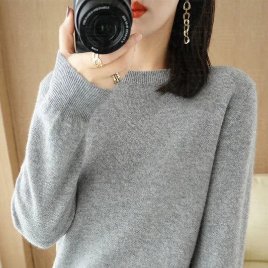 Autumn And Winter Cashmere Sweater Women's Crew Neck Pullover Casual Knitted Top Women's Short Undercoat Fashion 18 Colors SS69 15.69 SKU-04 / M