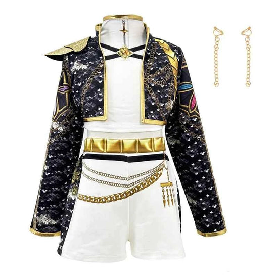 Kpop Demon Hunter Costume Rumi Halloween Cosplay Hot Girls Show Costume Black Shiny Set Halloween Girls Anime  clothing